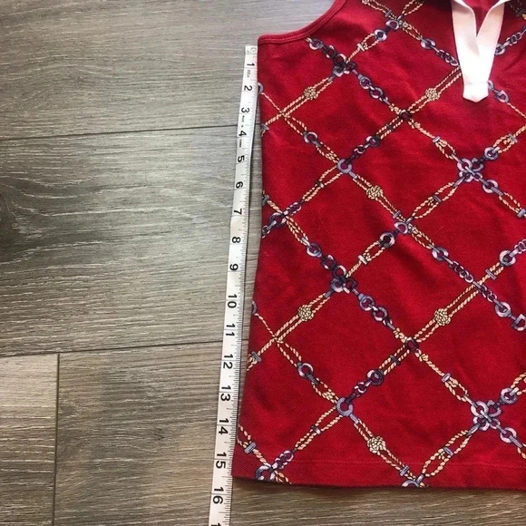 Vintage 2005 Tommy Hilfiger Red Chain Link V-neck Collared Tank Top Size Small - Picture 5 of 11